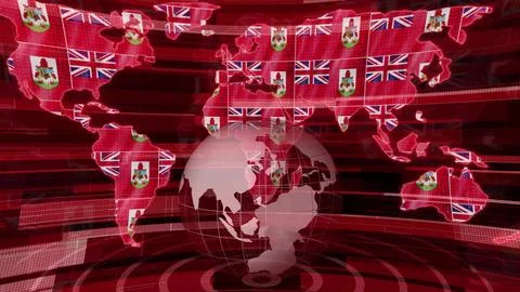 Bermuda news technology earth map background Stock Illustration