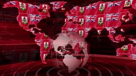 Bermuda news technology earth map background Stock Illustration