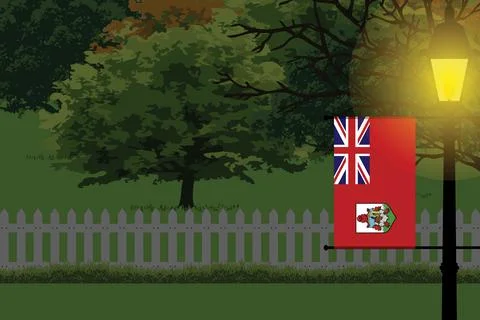 Bermuda Night Trees Lamp Vector Illustration Stock Illustration