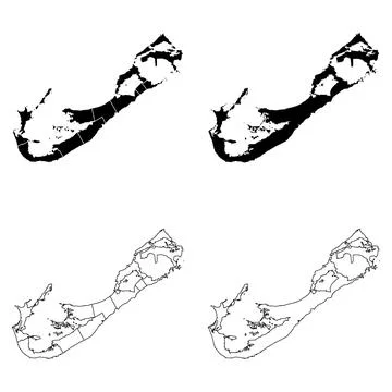 Bermuda Outline and Solid Fill Map Set. Stock Illustration