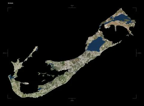 Bermuda shape on black. Low-res satellite Stock Illustration