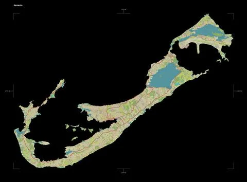 Bermuda shape on black. Topo Humanitarian Stock Illustration