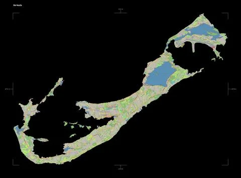 Bermuda shape on black. Topo standard Stock Illustration