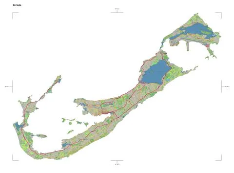 Bermuda shape on white. Topo German Stock Illustration