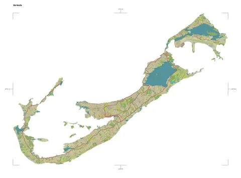 Bermuda shape on white. Topo Humanitarian Stock Illustration