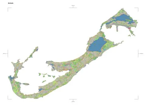 Bermuda shape on white. Topo standard Stock Illustration