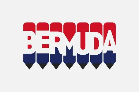Bermuda text with Pencil symbol creative ideas design Stock Illustration
