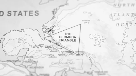 Bermuda Triangle Location Map. North Atlantic Ocean Mystery Region Animation. Vídeos de archivo 330681244