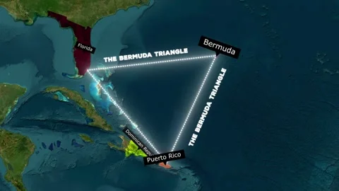 Bermuda Triangle Map Animation Triangle Area Between Florida and Bermuda. Video stock 335257603
