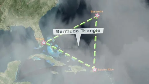 Bermuda Triangle Map - Clouds Effect Stock Footage 267832131