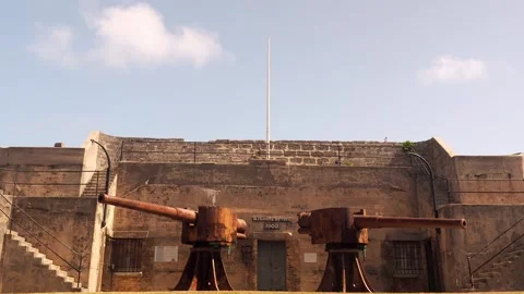 Bermuda's Alexandra Battery was armed with 9-inch muzzle loading guns. Stock Footage 159848869