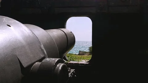 Bermuda's Alexandra Battery was armed with 9-inch muzzle loading guns. Stock Footage 159848932