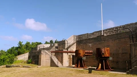 Bermuda's Alexandra Battery was armed with 9-inch muzzle loading guns. Stock Footage 159849028