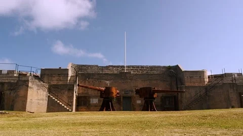 Bermuda's Alexandra Battery was armed with 9-inch muzzle loading guns. Stock Footage 159849031
