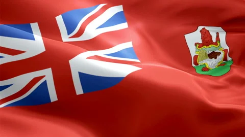 Bermudas flag Closeup 1080p Full HD 1920X1080 footage video waving in wind. Stock Footage 126885154