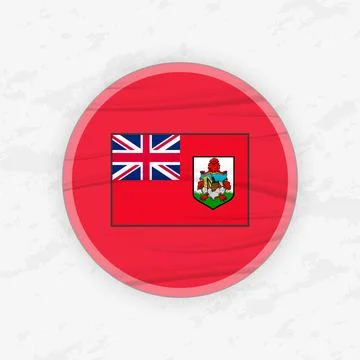 Bermudian Flag in a Circular Emblem Design, Abstract Round Sticker Illustra.. Stock Illustration