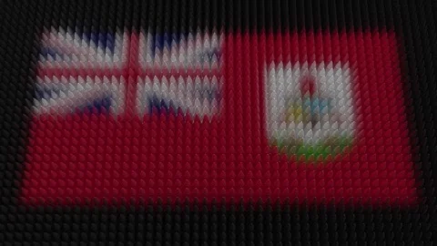 Bermudian Flag Light Shining on Scrolling Bullets Stock Footage 284450464