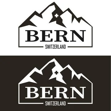 Bern city with mountains for logotype or banner elements logo set Stock Illustration