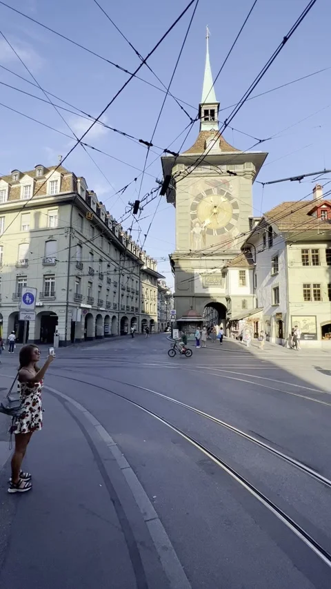 Bern clock tower, HDR vertical video Stock Footage 255301974