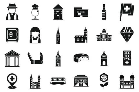Bern icons set simple vector. City capital Ilustración de archivo