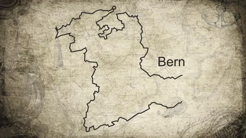 Bern map drawn on a cartography background sheet of paper Stock Footage 329222498