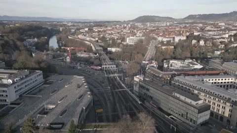 Bern Old Town with Passing Trains Video stock 326071400