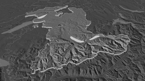 Bern, Switzerland. Bilevel elevation map with surface waters Ilustração Stock