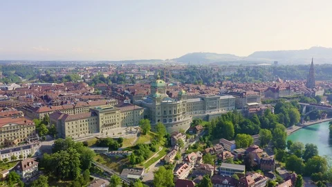 Bern, Switzerland. Federal Palace - Bundeshaus, Historic city center, general Stock Footage