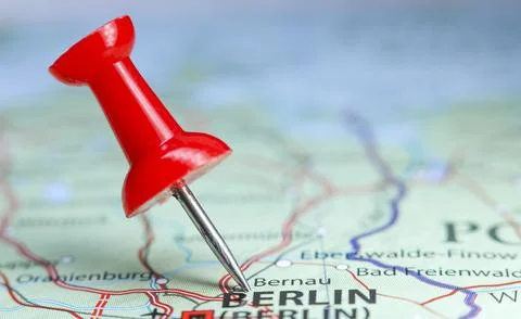 Bernau, Germany pin on map Stock Photos