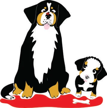 Berner with cub vector cartoon Stock Illustration