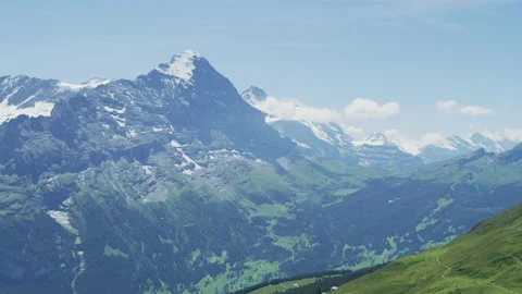 Bernese Alps seen from the top of Grindelwald First Stock Footage 219707491