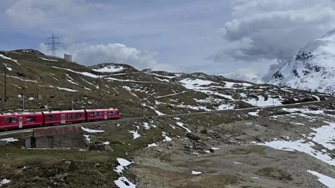 Bernina Express in the Alps Stock Footage 336718718
