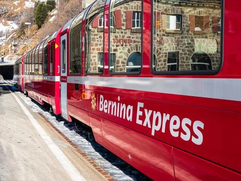 Bernina express panoramic train Stock Photos