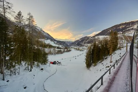 The Bernina Express Red Train through the Alps Stock Photos