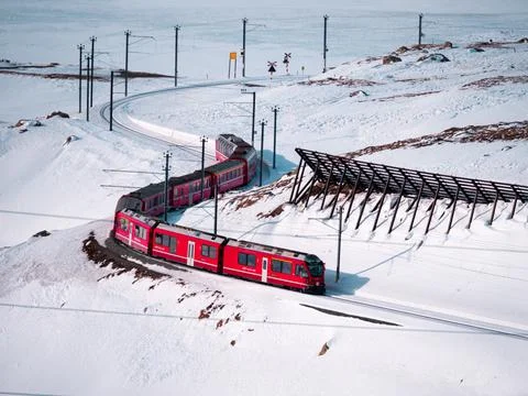 Bernina Express swiss panoramic train Stock Photos