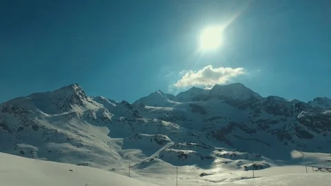 Bernina Pass where are visible the glacier and Piz Bernina (4093 m) Stock Footage 74063446