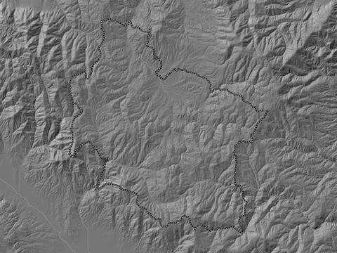 Berovo, Macedonia. Bilevel elevation map with lakes and rivers Illustrazione stock