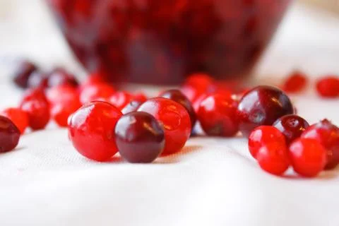 Berries and jam close-up Stock Photos