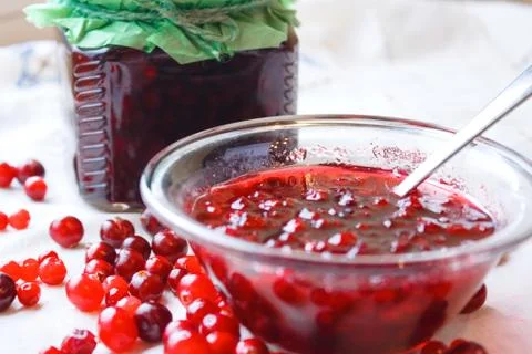 Berries and jam Stock Photos