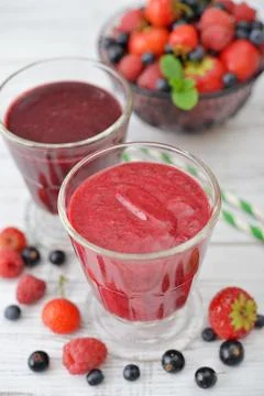Berries and smoothies Stock Photos