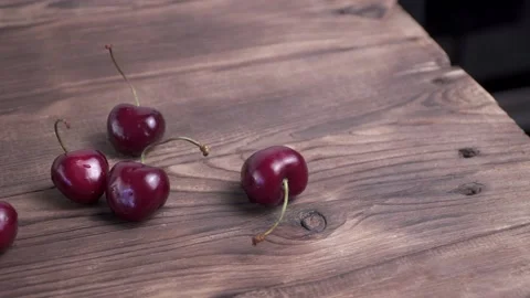 Berries the cherries in a White Plate Stock Footage 134425634
