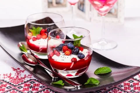 Berries Dessert Stock Photos
