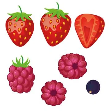 Berries in a flat style on a white background. Isolated. Strawberries Stock Illustration
