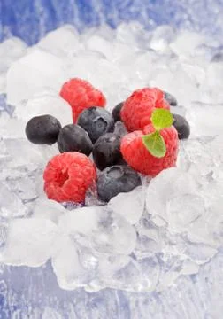Berries on ice Stock Photos
