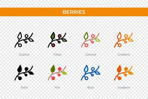 Berries icon in different style. berries vector icons designed in outline, .. Stock Illustration