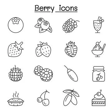 Berries icon set in thin line style Stock-Illustration