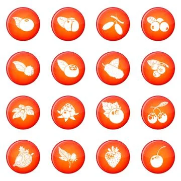 Berries icons set red vector Stock Illustration