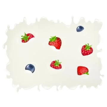 Berries in milk Stock Illustration