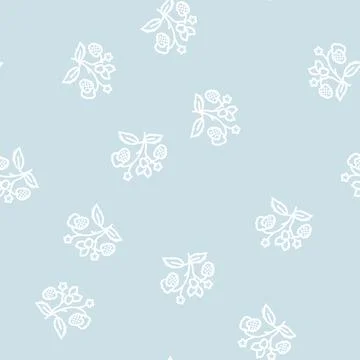 Berries plant raspberry fruit line seamless pattern Stock Illustration