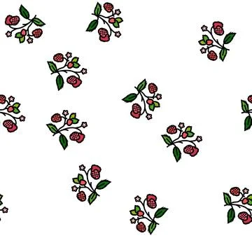 Berries plant raspberry fruit vector seamless pattern Illustrazione stock